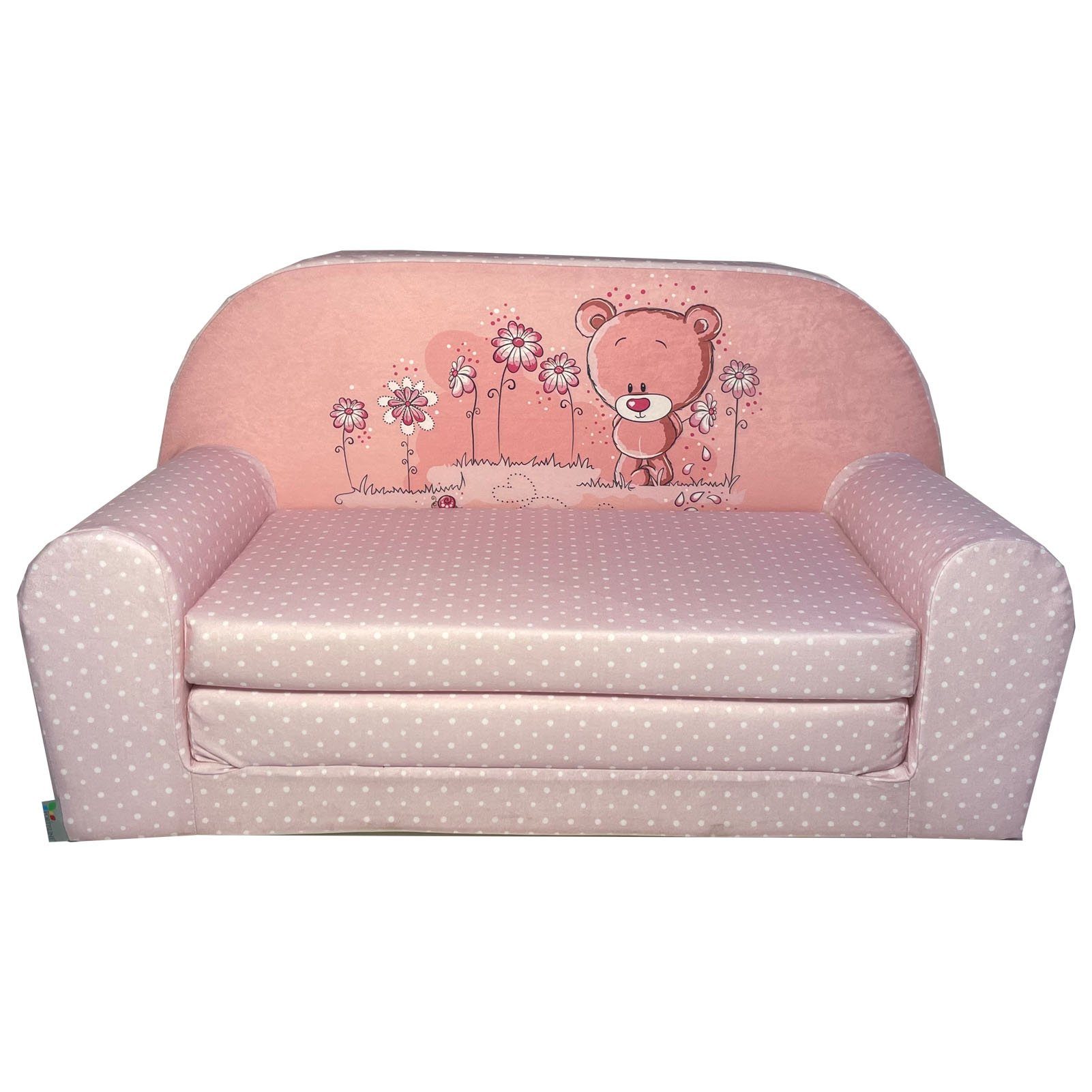 FORTISLINE Kindersofa Ausklappbar – Kuschel-Cord Bezug, Wird Zum Bett (83x47x43cm), Viele Muster